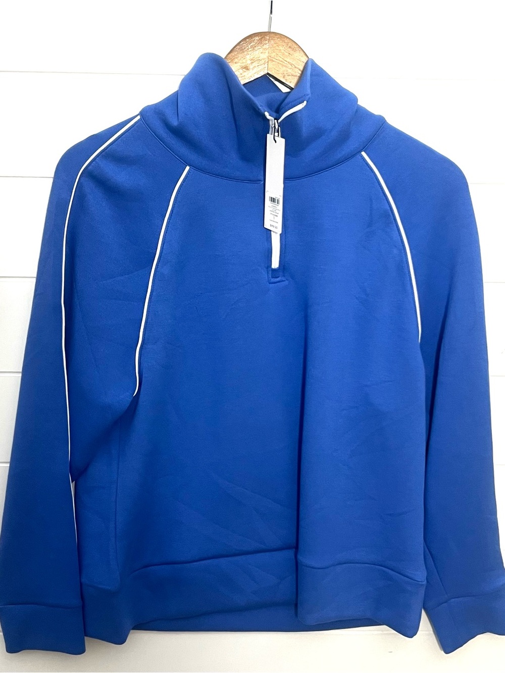 Chico’s Zenergy Soft Pique Half Zip Pullover Amparo Blue Size 1 NWT